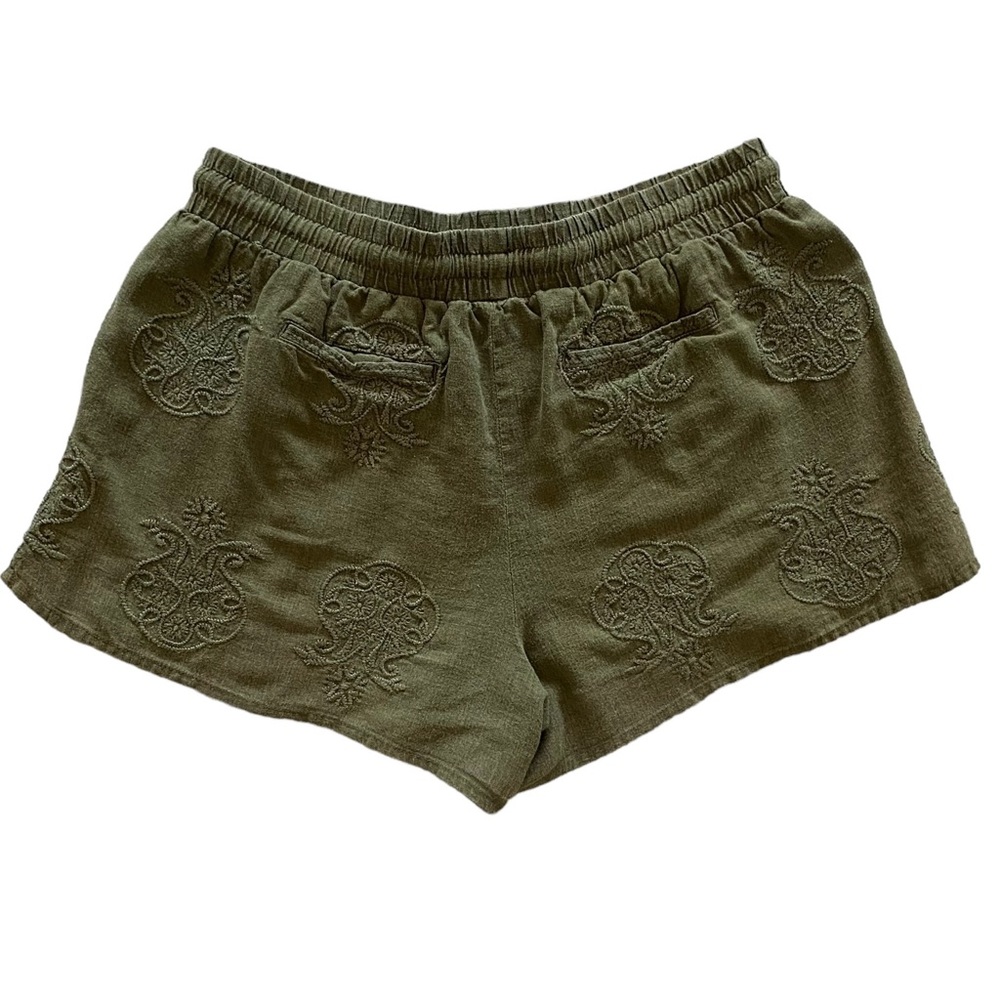 Anthropologie Embroidered Linen Drawstring Shorts - Picture 3 of 13